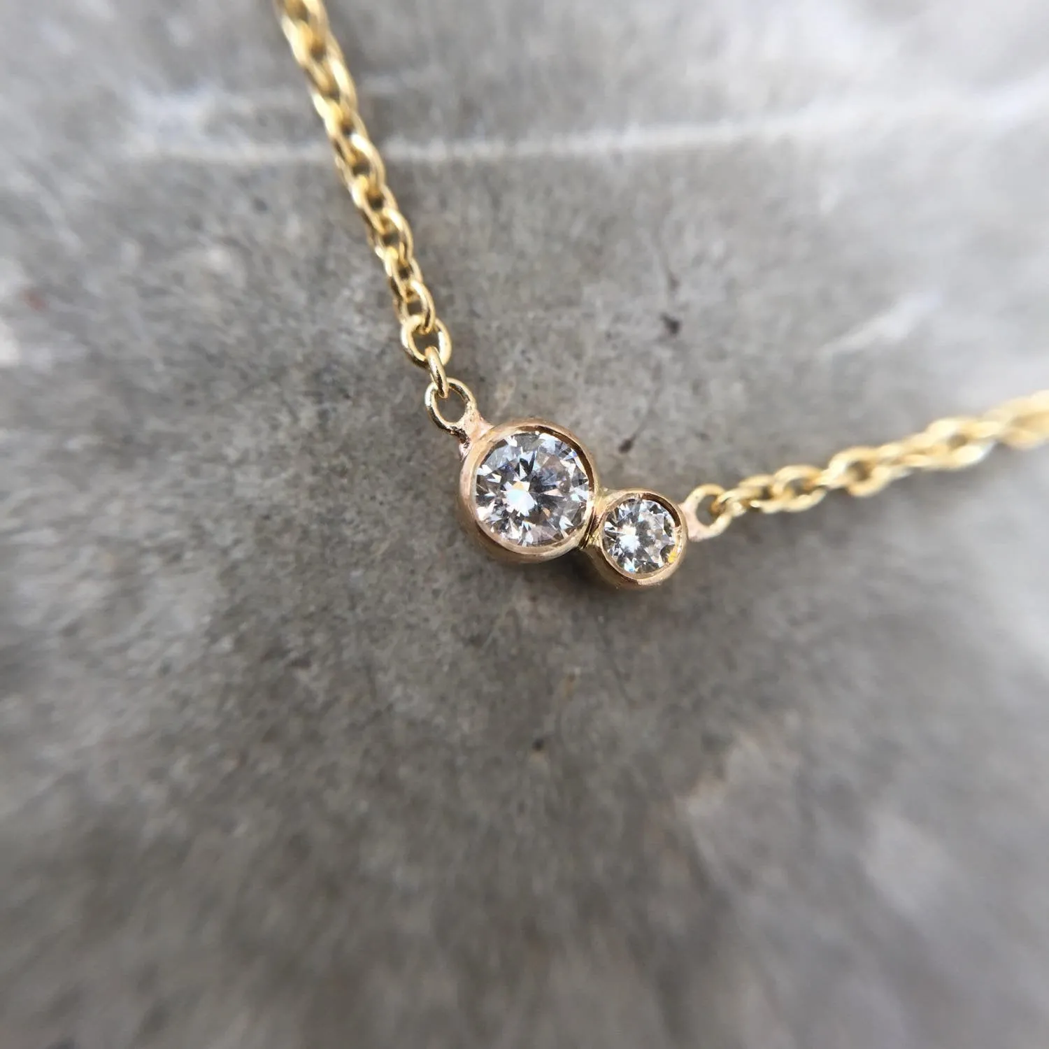 Kissing Diamonds Solitaire Gold Necklace