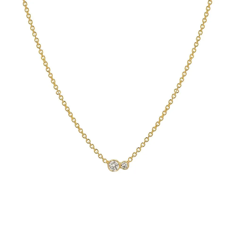 Kissing Diamonds Solitaire Gold Necklace