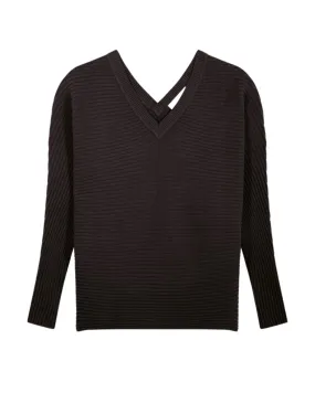 Lison Double V-Neck Sweater (Black)