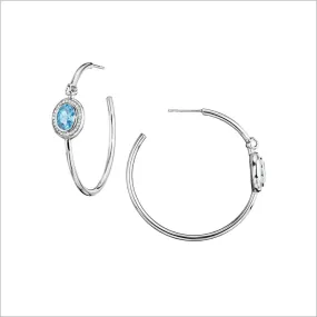 Lolita Blue Topaz & Diamond Hoop Earrings in Sterling Silver