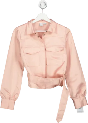 lost ink Pink Lost Ink Western Shirt With Belt Detail In Satin UK 8