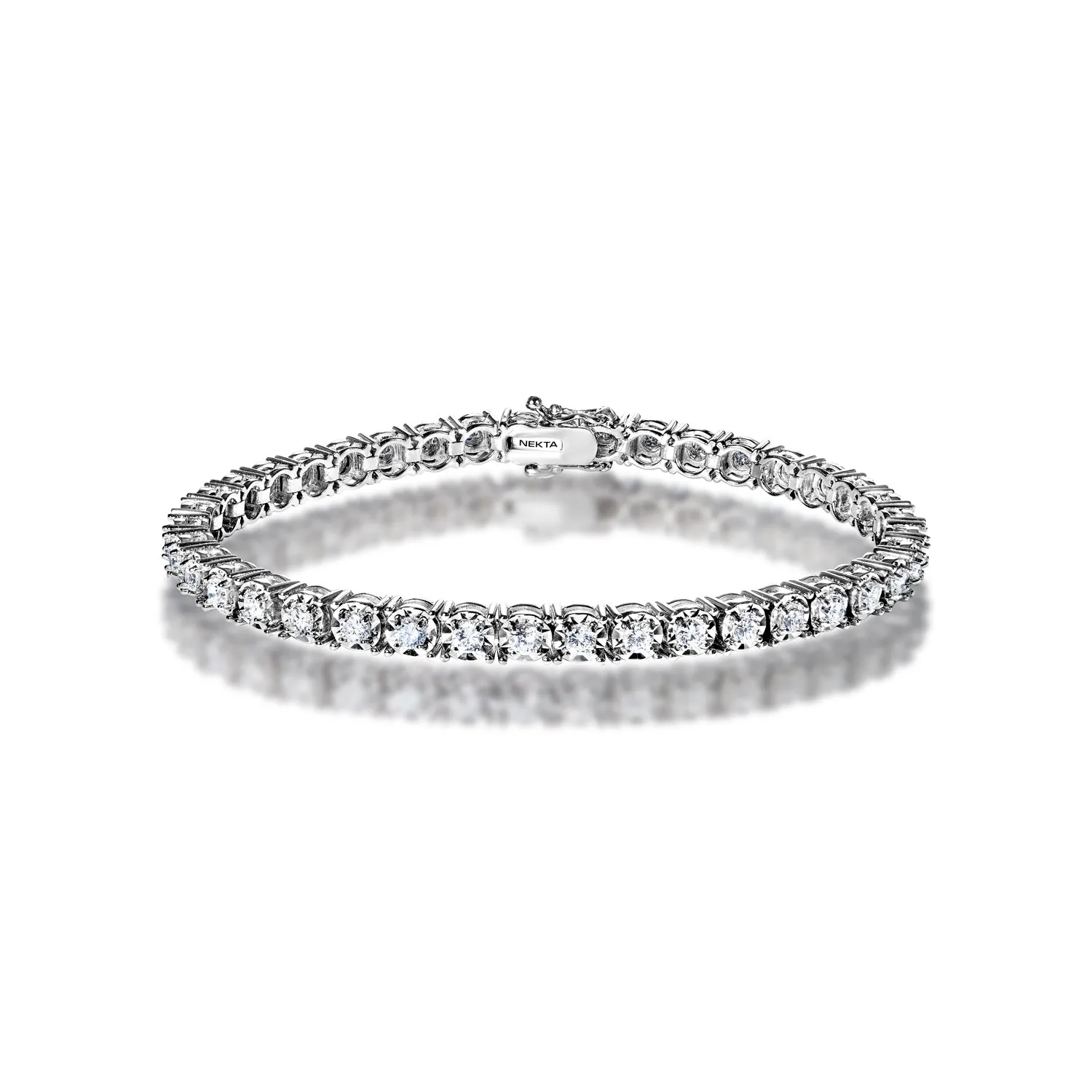 Maia 3 Carat Round Brilliant Single Row Tennis Bracelet in 14k White Gold