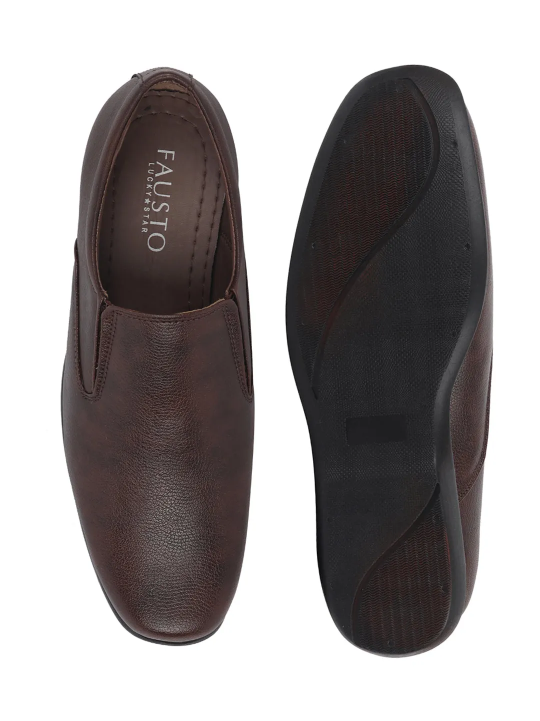 Men Brown Formal Slip-On Shoes