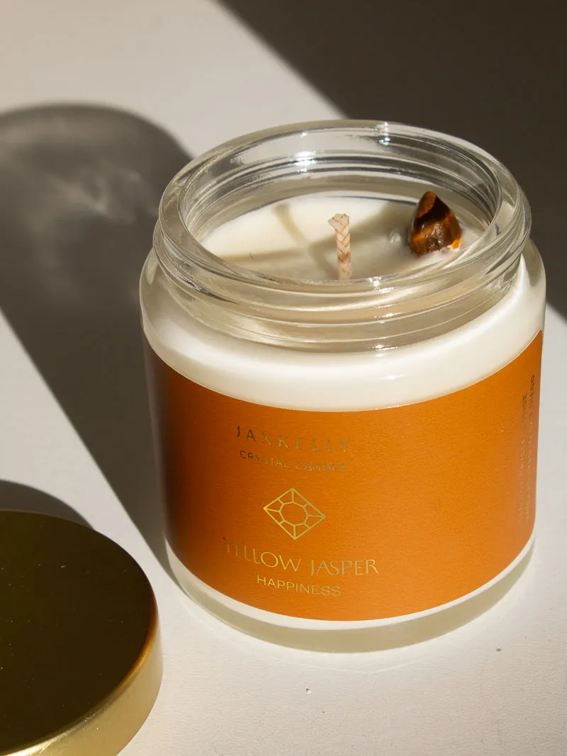 MINI YELLOW JASPER CANDLE | HAPPINESS