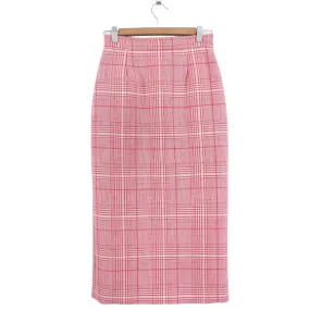 Miu Miu Cherry Pink Check Midi Pencil Skirt - USA 2 / XS