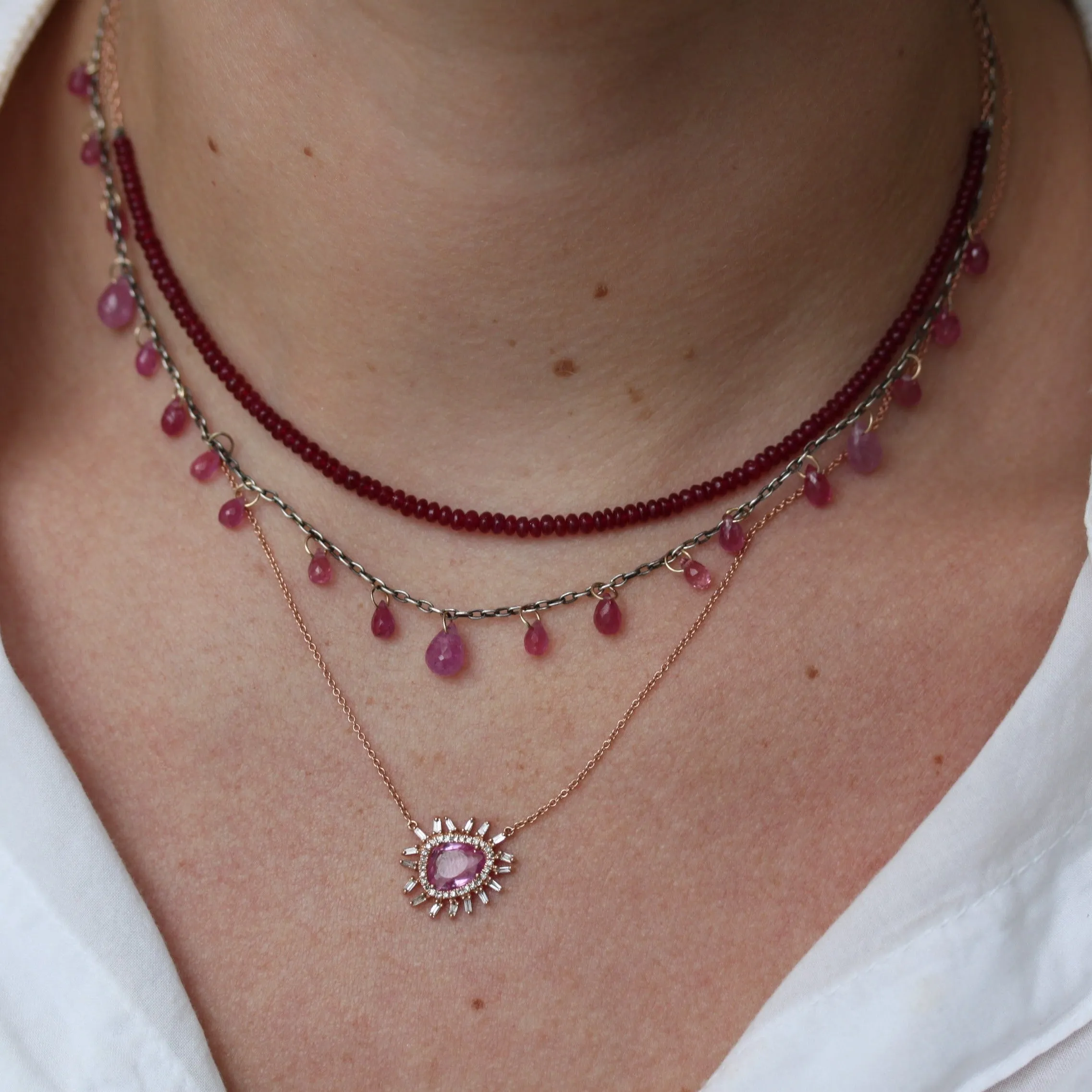 Multi Sized Pink Tourmaline Necklace