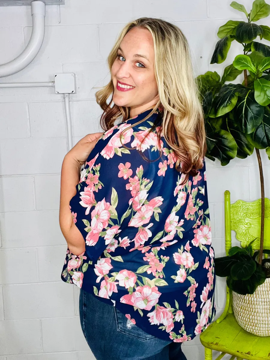 Navy Floral Kimono