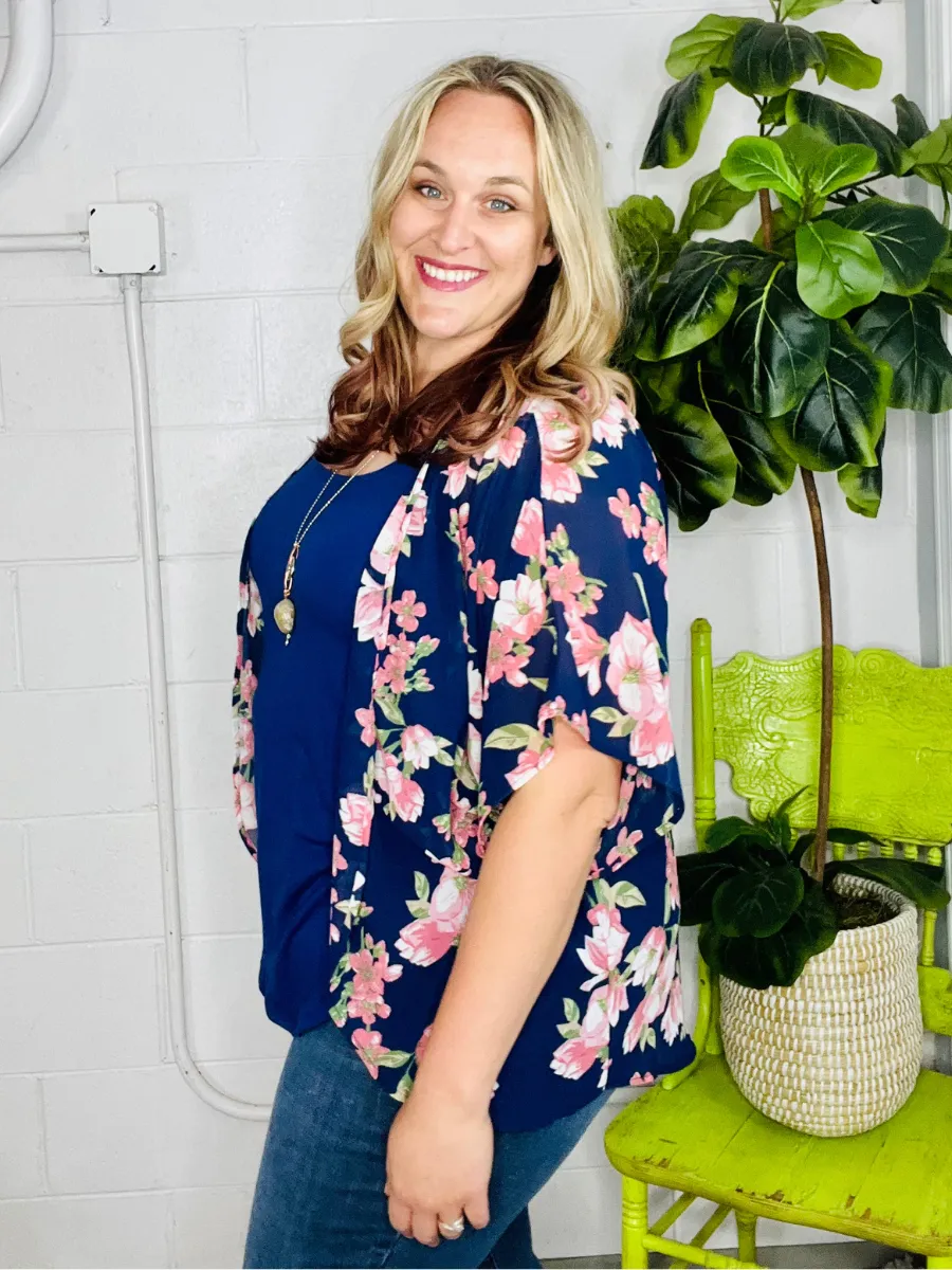 Navy Floral Kimono