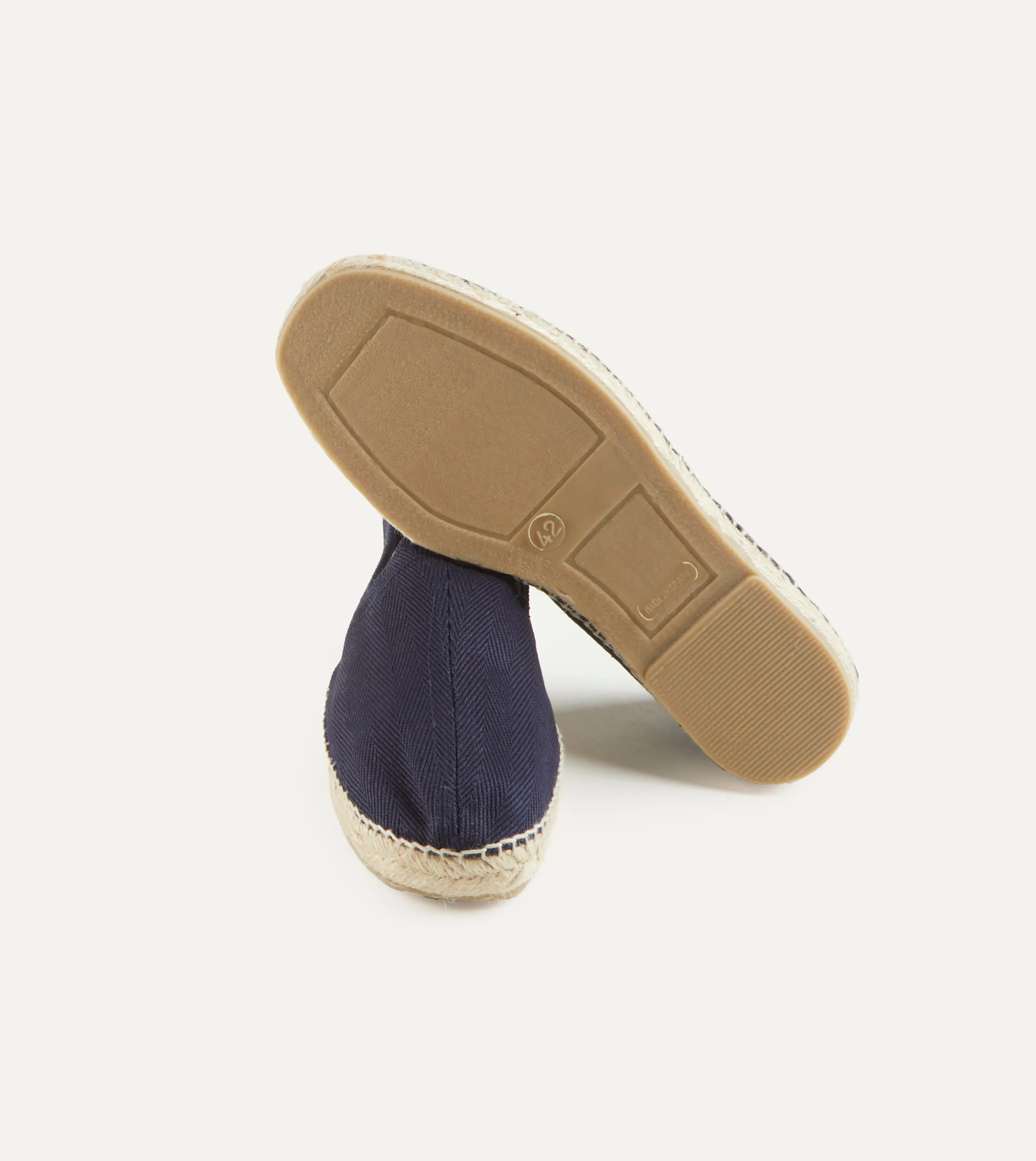 Navy Herringbone Cotton Espadrilles