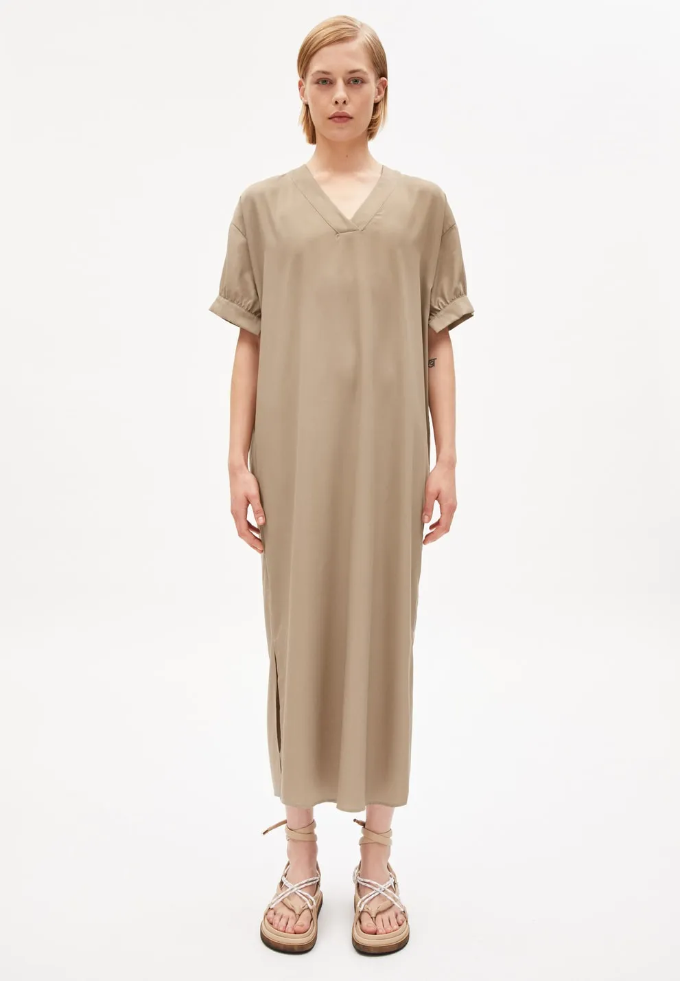 Nerisaa Light Desert Short Sleeve Maxi Dress In Tencel Sizes L & XL