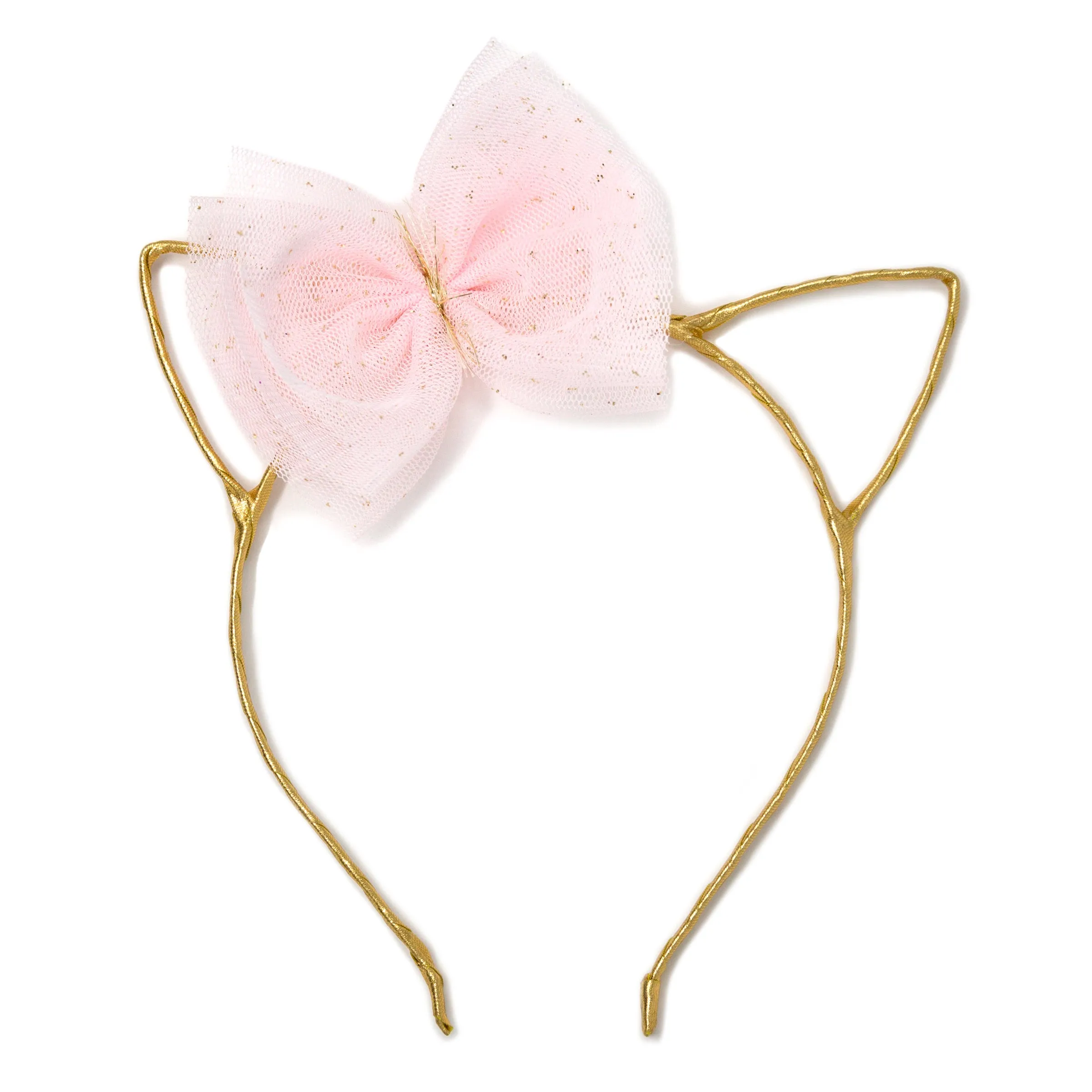 oh baby! Kitty Headband Gold - Pale Pink Bow