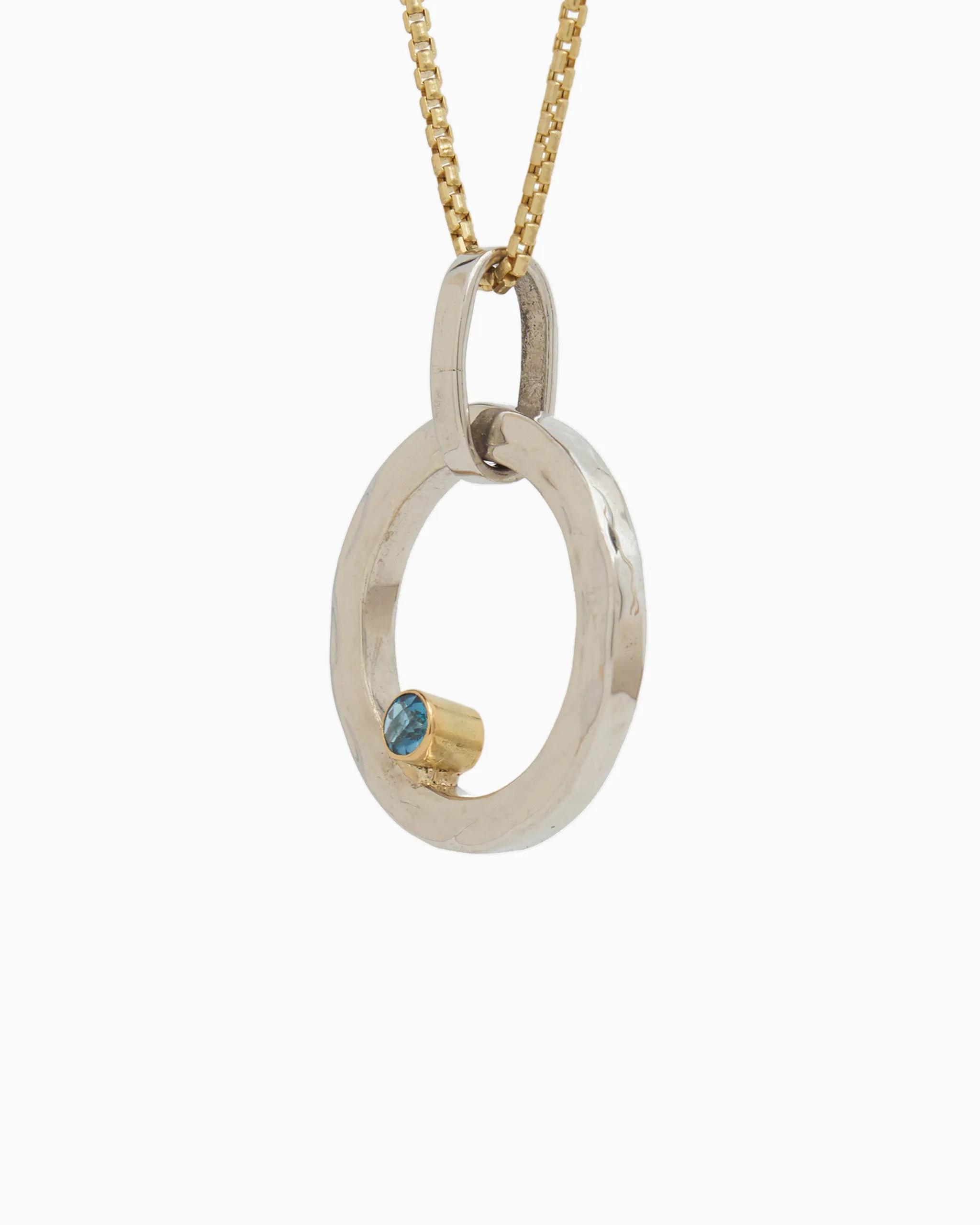 One Love Pendant with Stone - London Blue Topaz