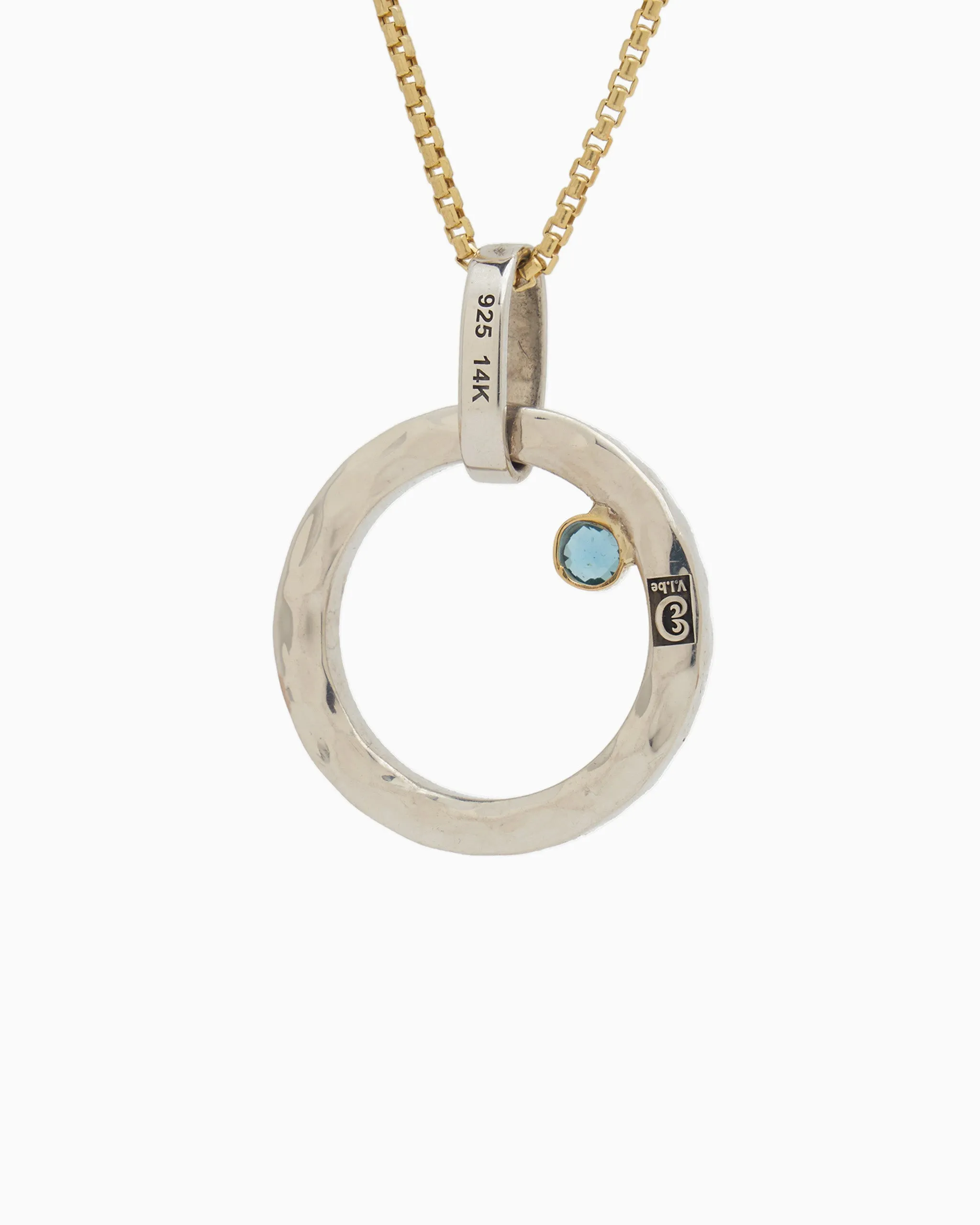 One Love Pendant with Stone - London Blue Topaz