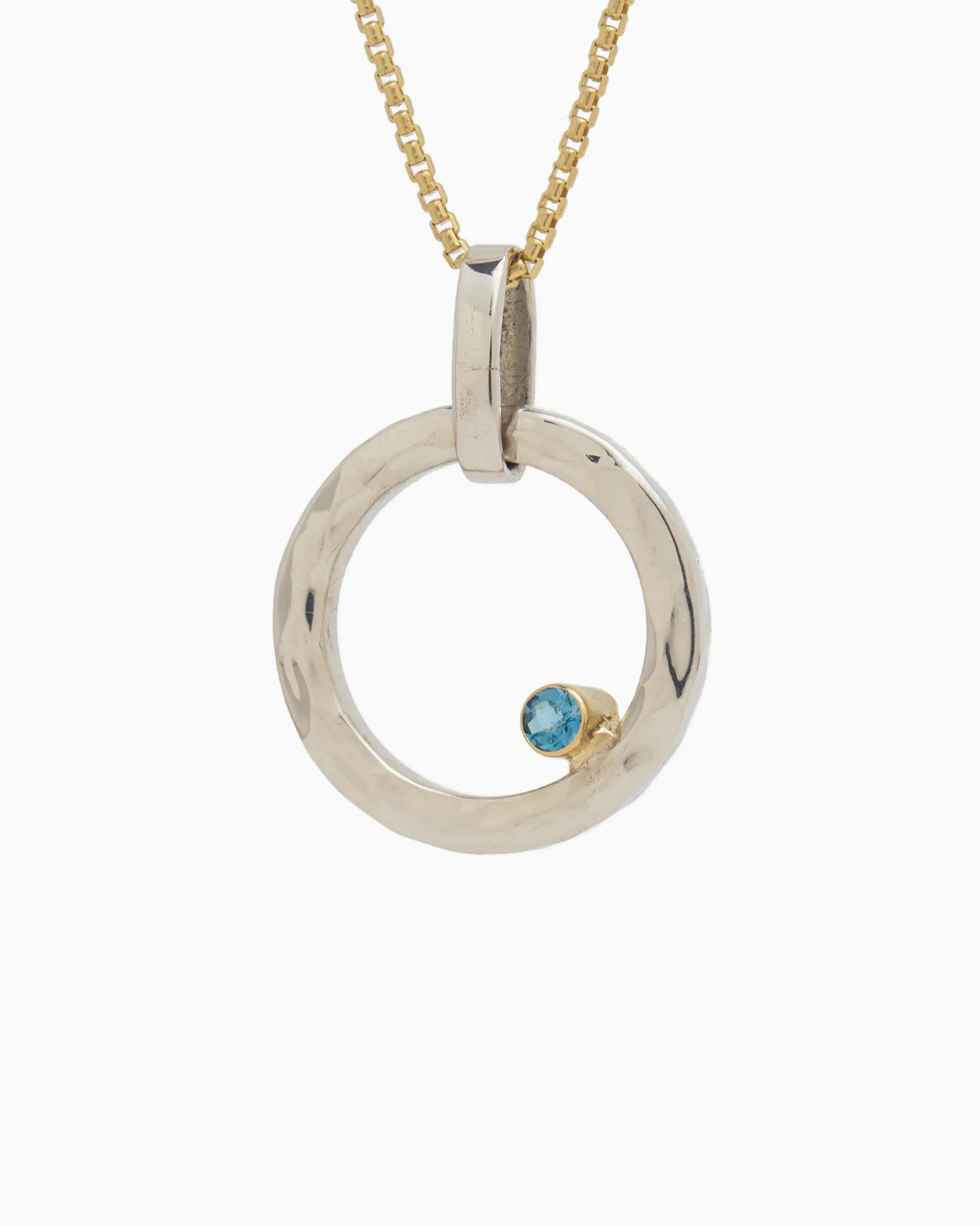 One Love Pendant with Stone - London Blue Topaz