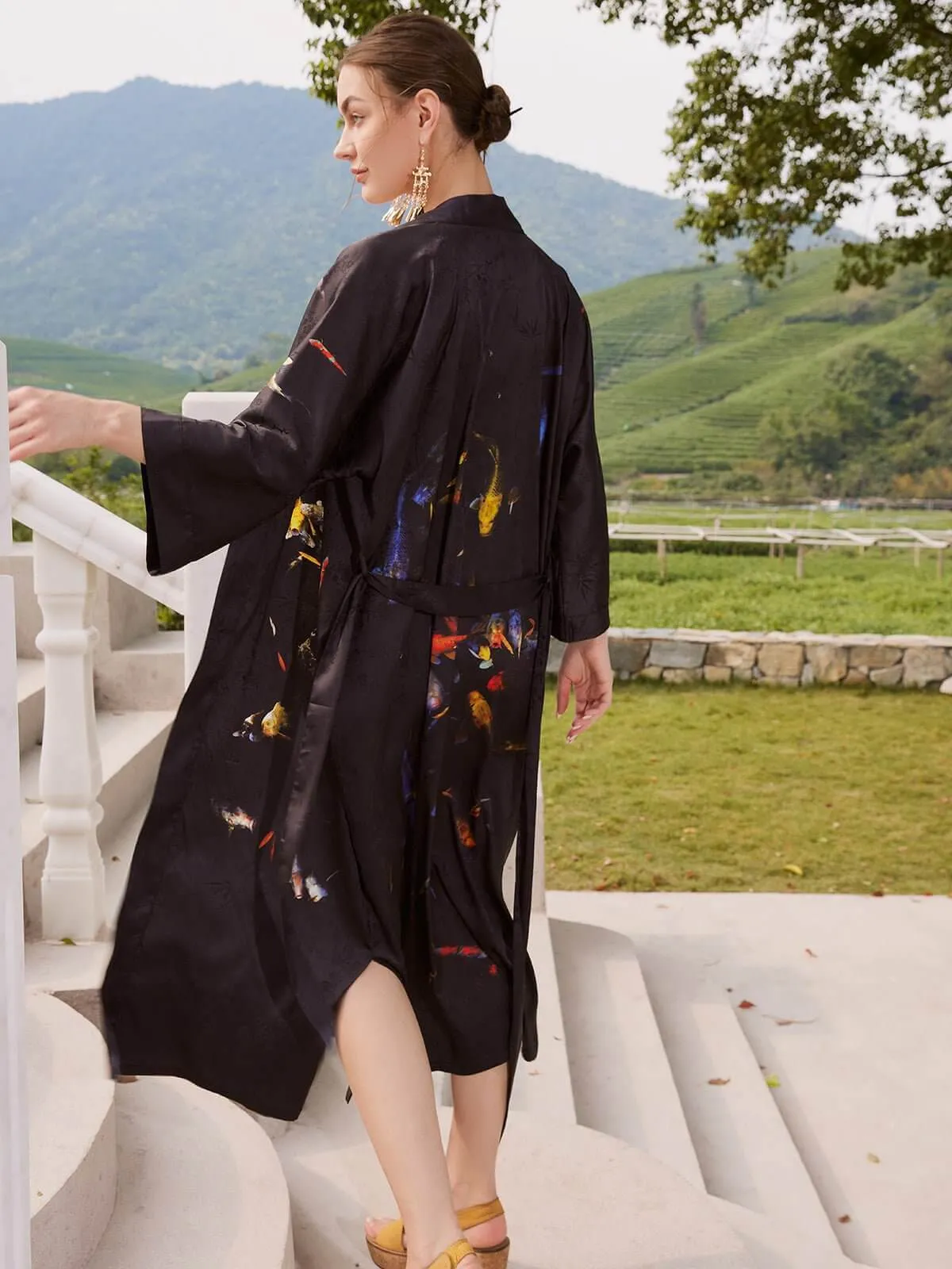 Oriental Koifish Kimono Robe