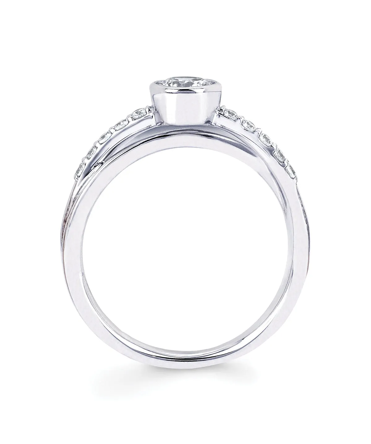 Ostbye - 14K White Gold Diamond Diamond Bezel Bridal Ring