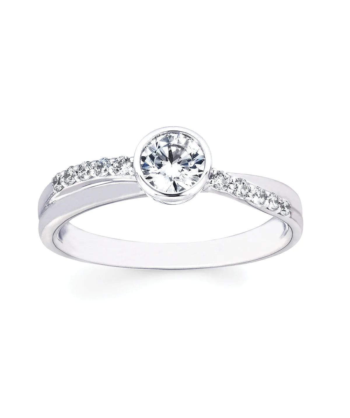 Ostbye - 14K White Gold Diamond Diamond Bezel Bridal Ring