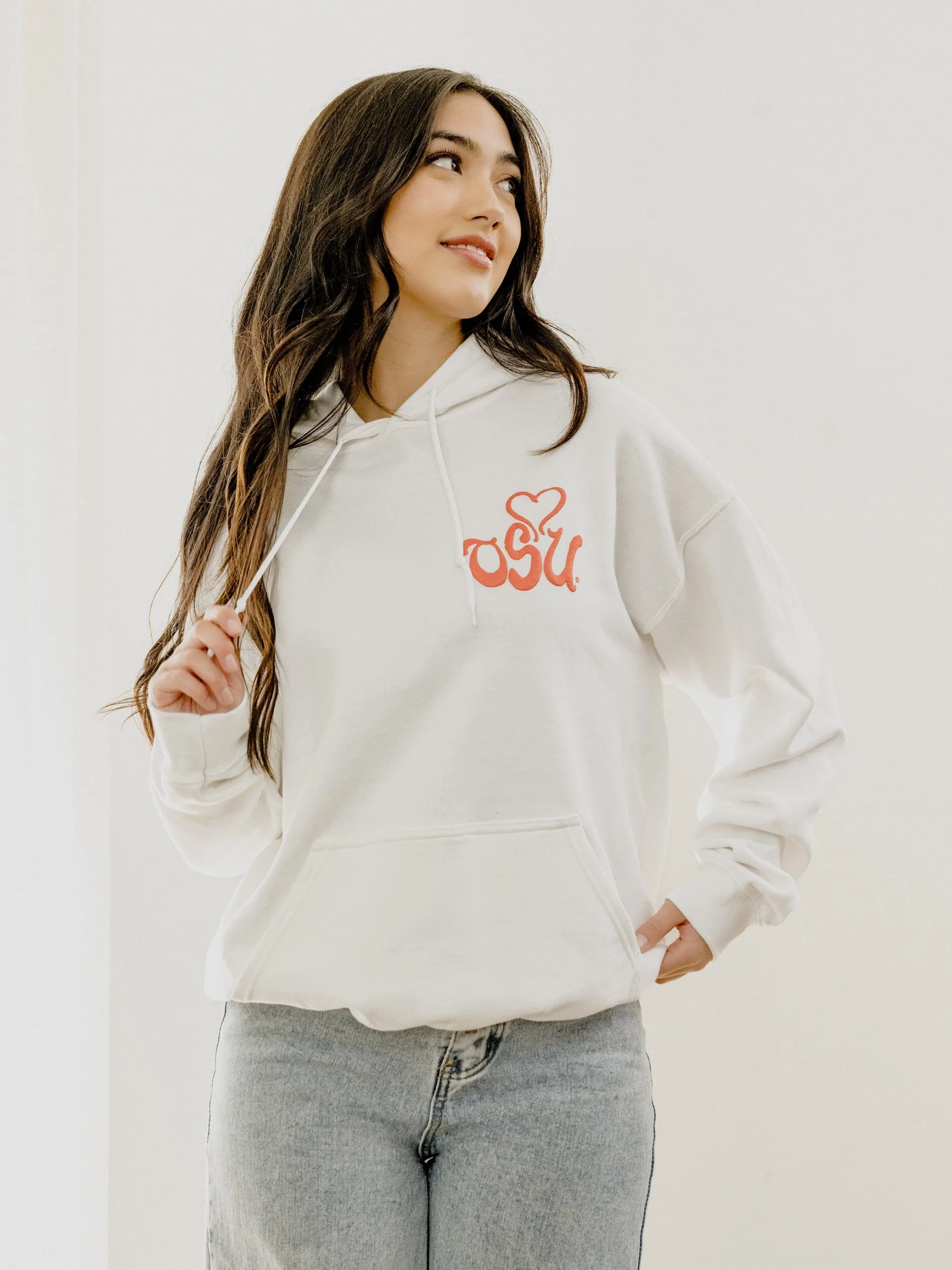 OSU Cowboys Lyric Puff Ink White Hoodie