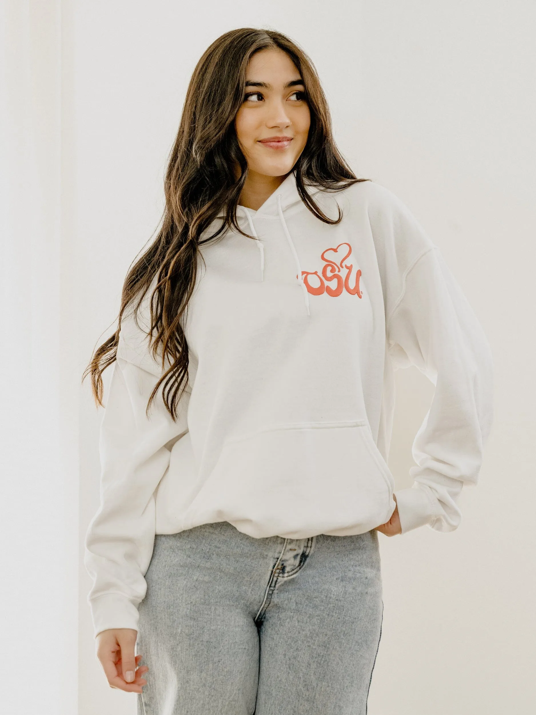 OSU Cowboys Lyric Puff Ink White Hoodie