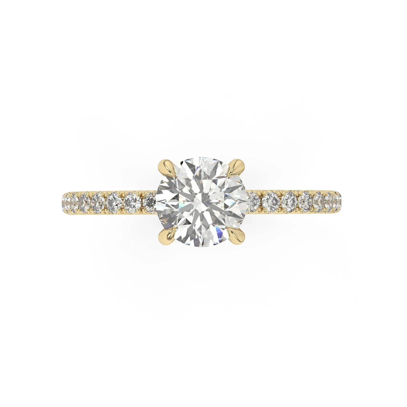 Partial Pave Round Brilliant Cut Engagement Ring