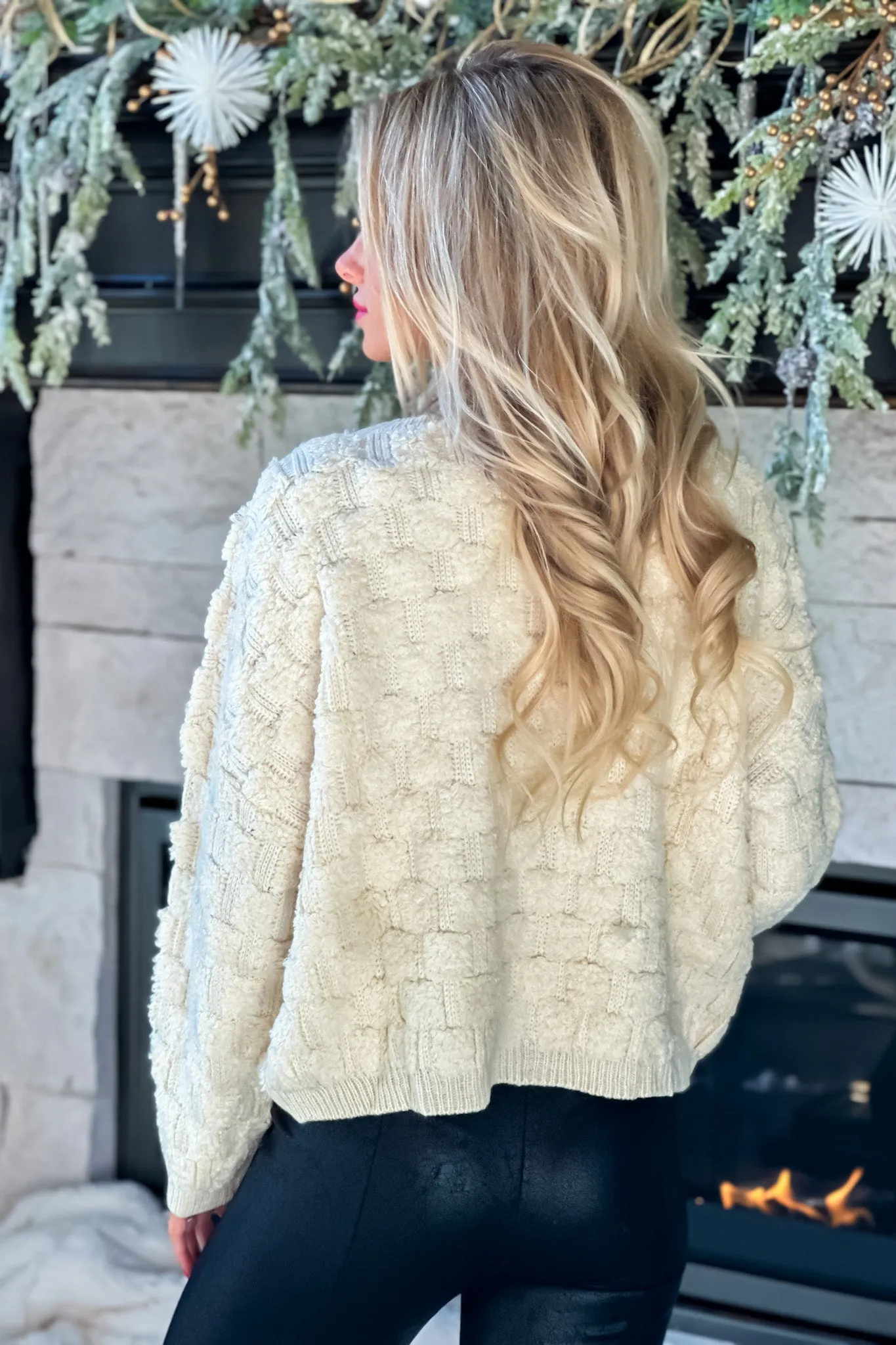 Pass The Bubbly Loose Weave Textured Sweater : Oatmeal