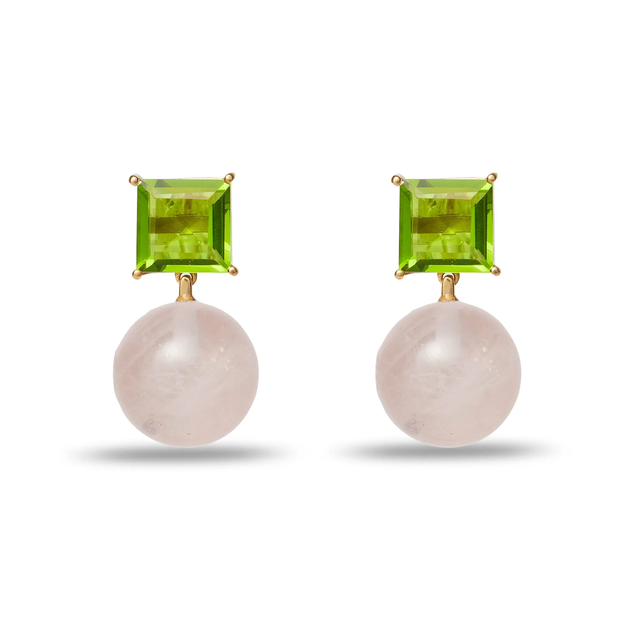 PERIDOT PINK QUARTZ DECO EARRINGS