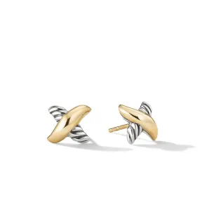 Petite X Stud Earrings with 18K Yellow Gold