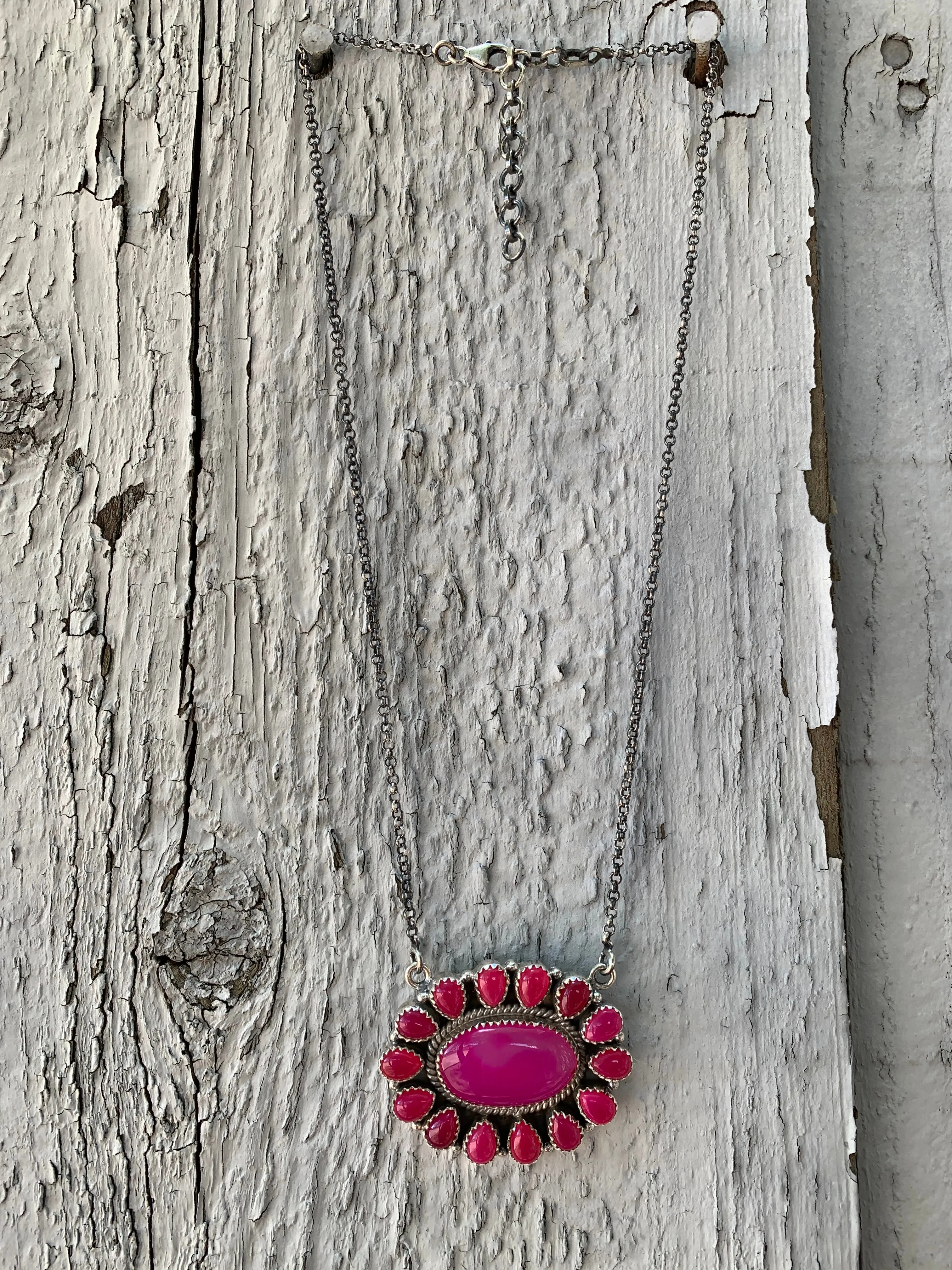 Pink Onyx & Agate Cluster necklace