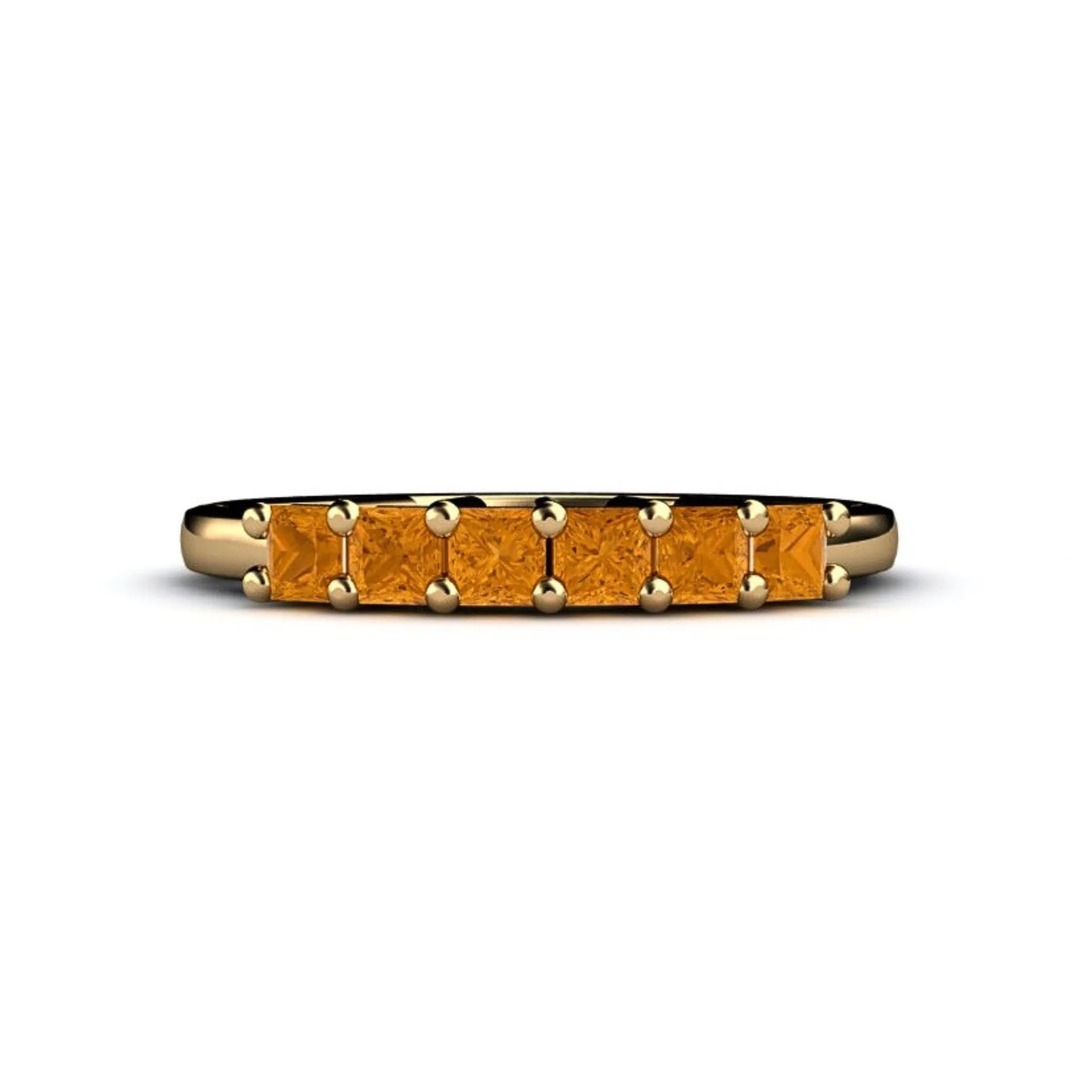 Princess Cut Citrine Band Stacking Ring November Birthstone