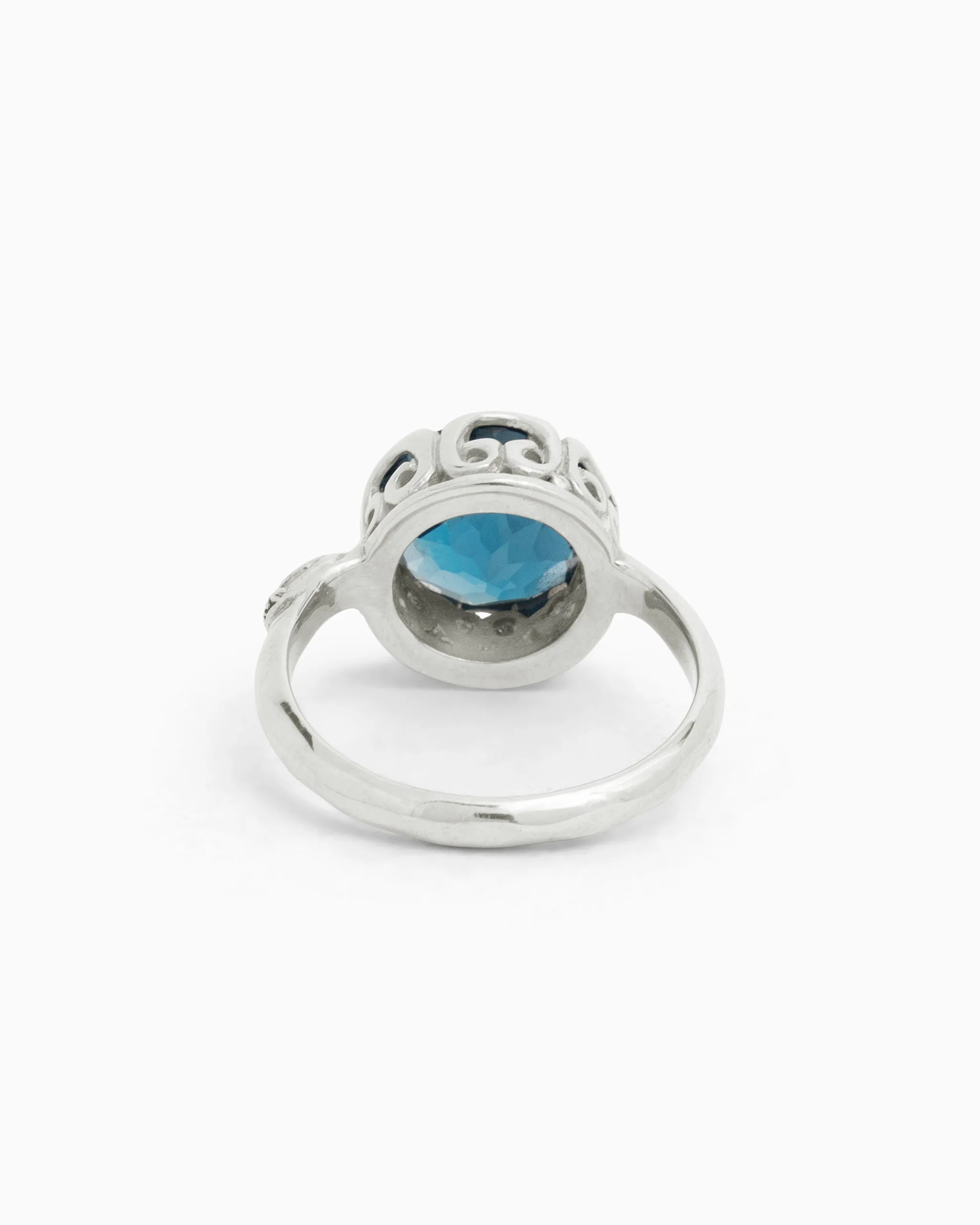 Princess Petroglyph Stone Ring - London Blue Topaz