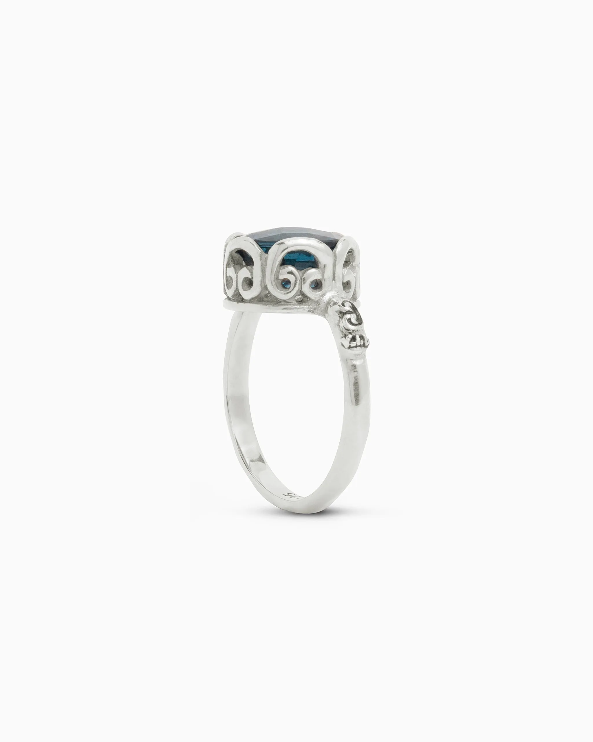 Princess Petroglyph Stone Ring - London Blue Topaz