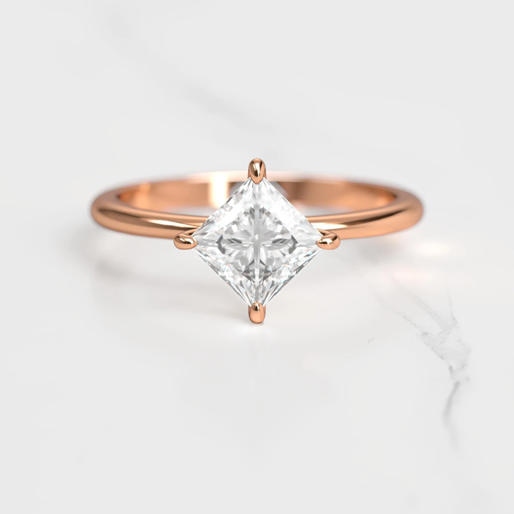 Princess Tapered Solitaire Diamond Ring