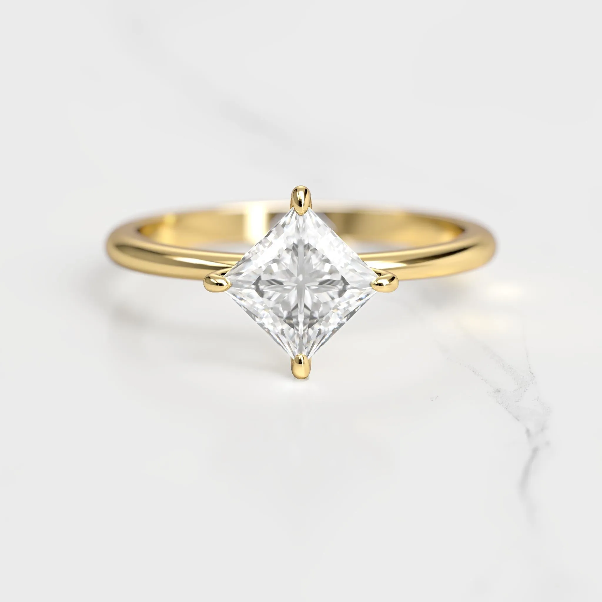 Princess Tapered Solitaire Diamond Ring