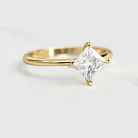 Princess Tapered Solitaire Diamond Ring