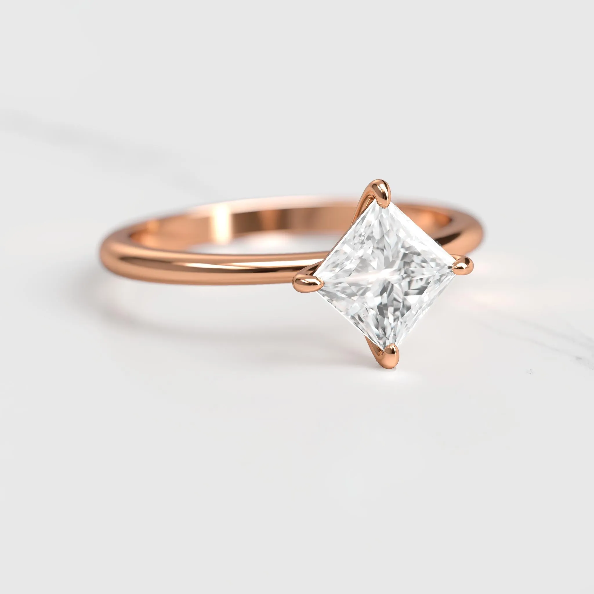 Princess Tapered Solitaire Diamond Ring