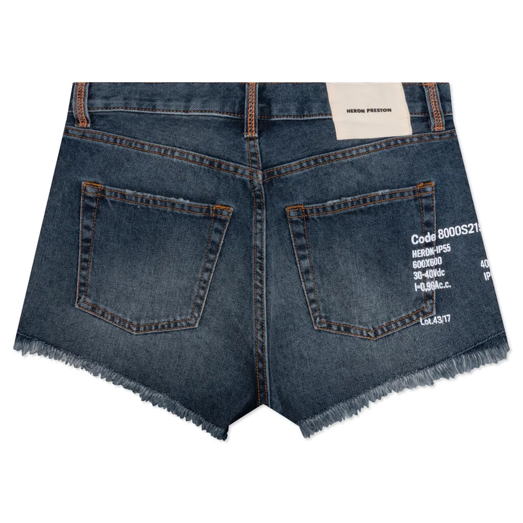 Recycled Cotton Denim Shorts - Blue