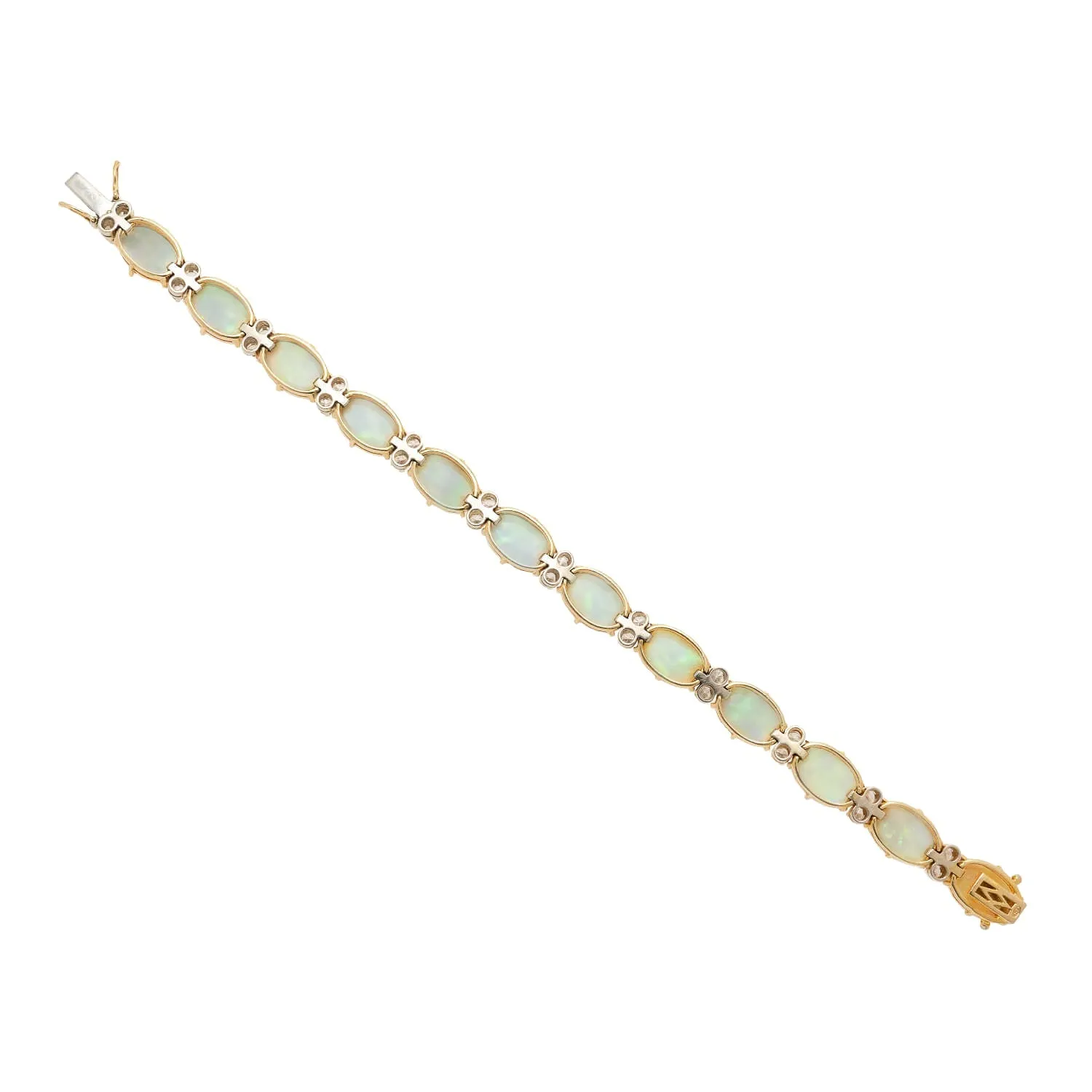 Retro 18kt/Platinum Opal   Diamond Bracelet 27ctw 