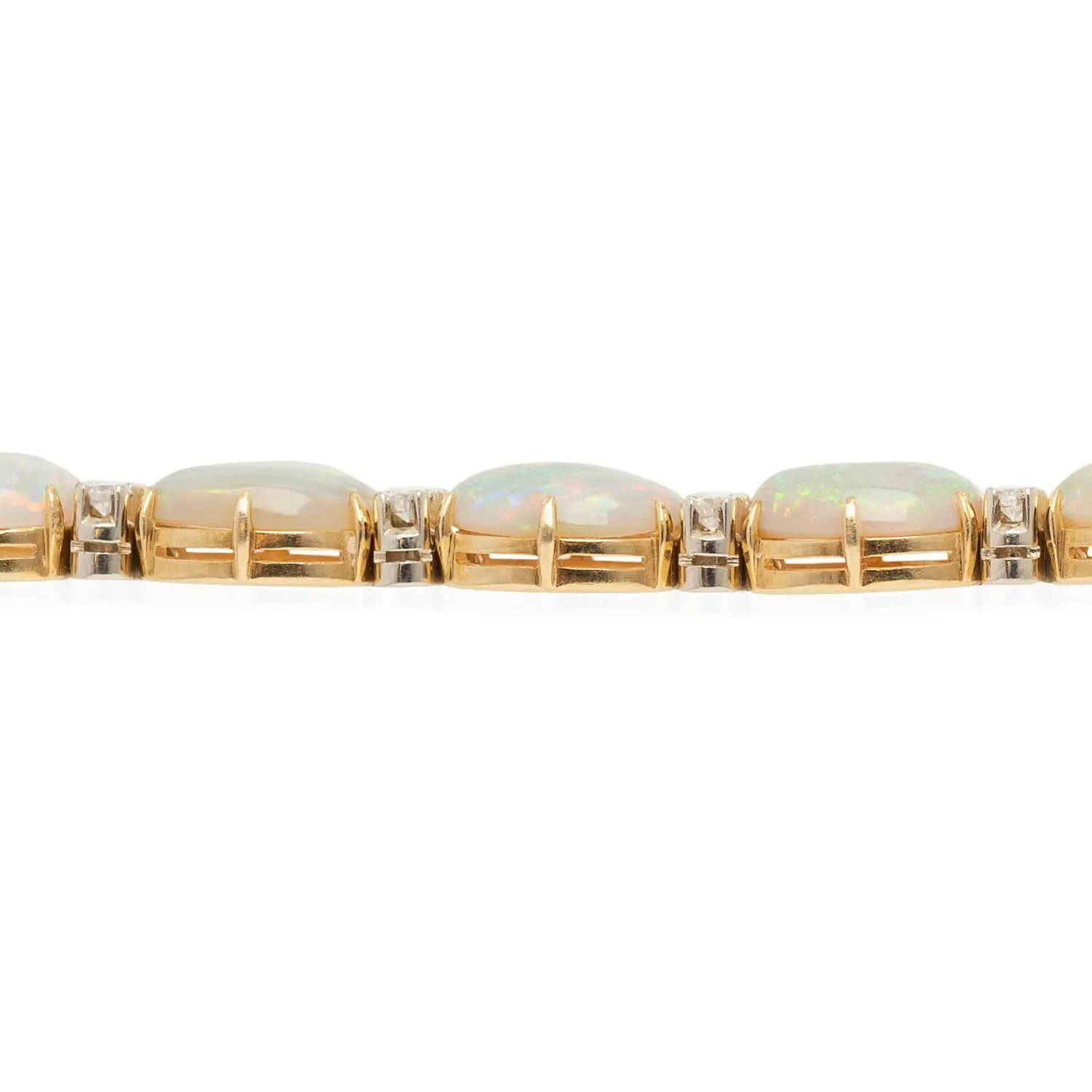 Retro 18kt/Platinum Opal   Diamond Bracelet 27ctw 