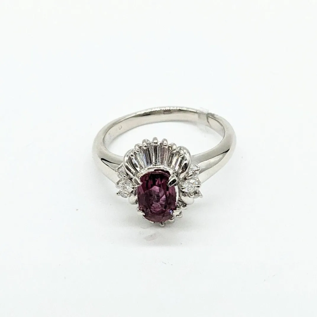 Rubelite and Diamond ladies fashion ring