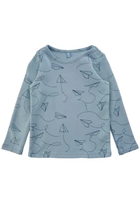 SGBella Baby L/S Tee w/Paper Plane - DUSTY BLUE