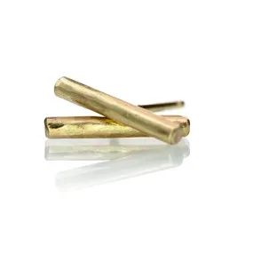 Short Hammered 14k Yellow Gold Bar Studs Earrings, Ready to Ship