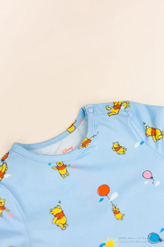 Short-Sleeve Romper - Blue Balloon Pooh (3M, 9M left!)