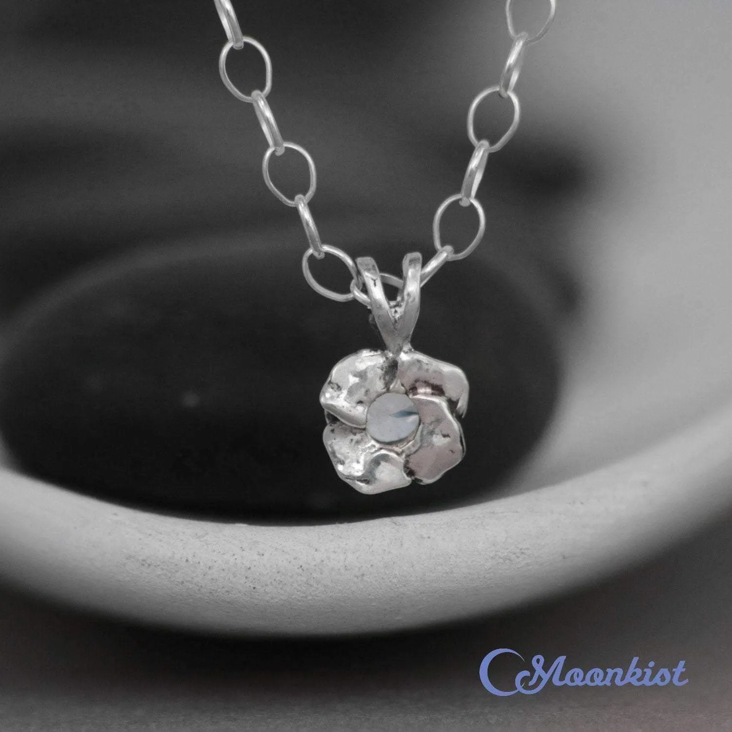 Silver White Sapphire Flower Pendant Necklace | Moonkist Designs