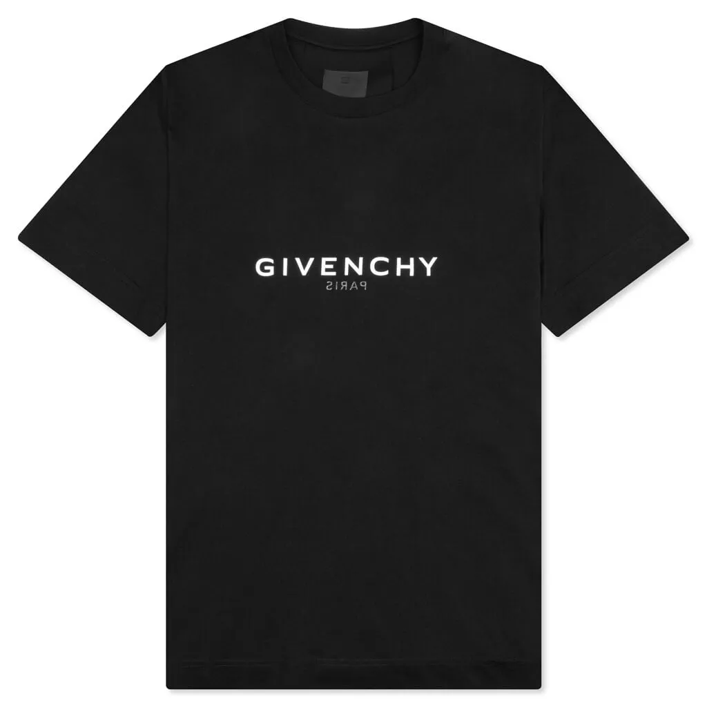 Slim Fit Reverse Print T-Shirt - Black