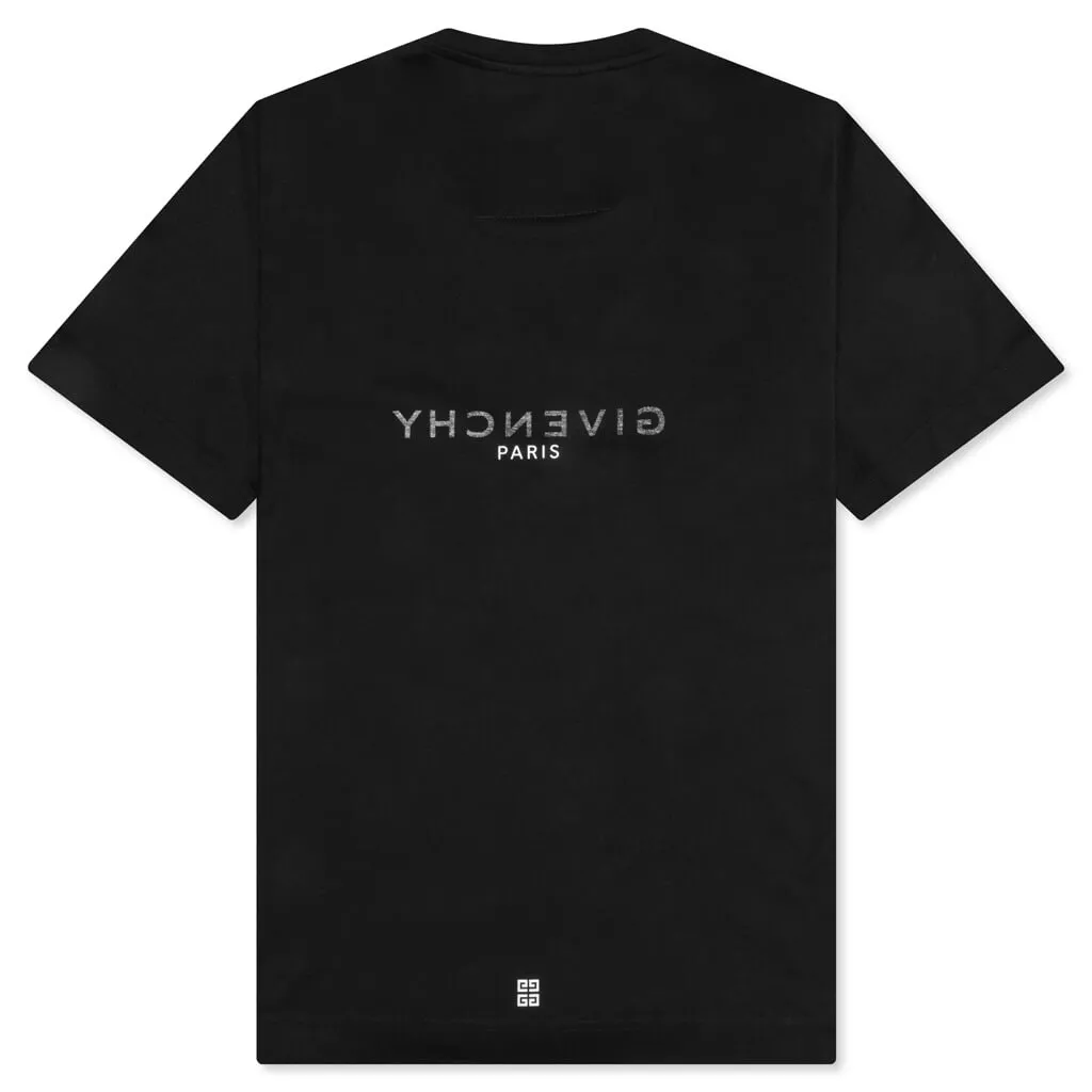 Slim Fit Reverse Print T-Shirt - Black