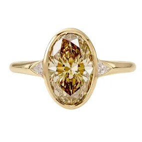 Sol OOAK Fancy Brown Greenish Yellow Diamond Engagement Ring