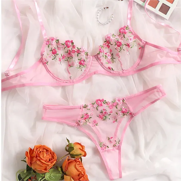 Sweet Yellow Cute Floral Lingerie