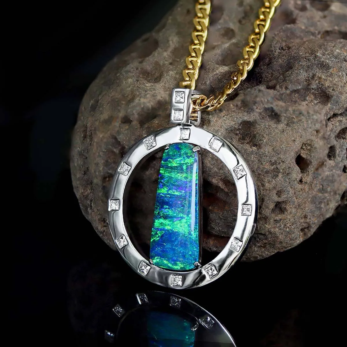 'The Circle of Power' Boulder Opal Necklace