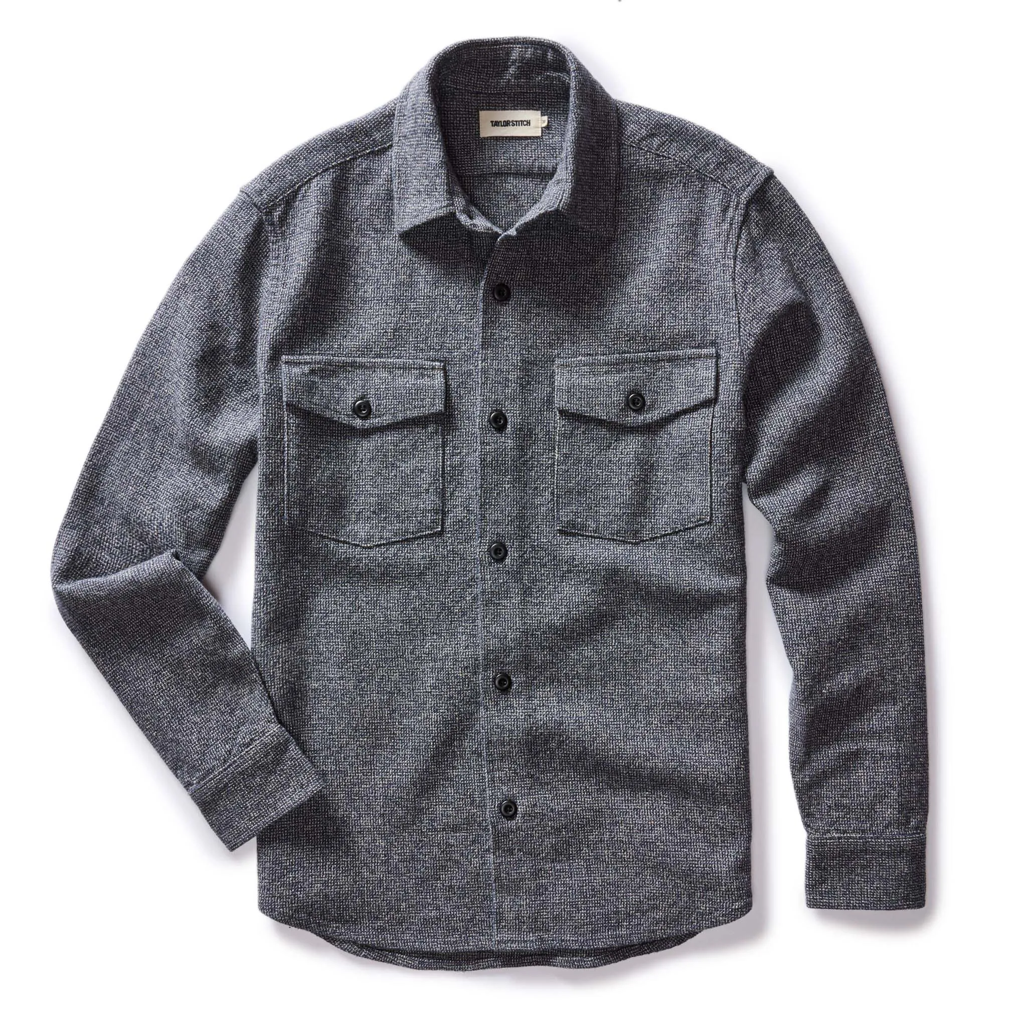 The Point Shirt in Heather Blue Linen Tweed