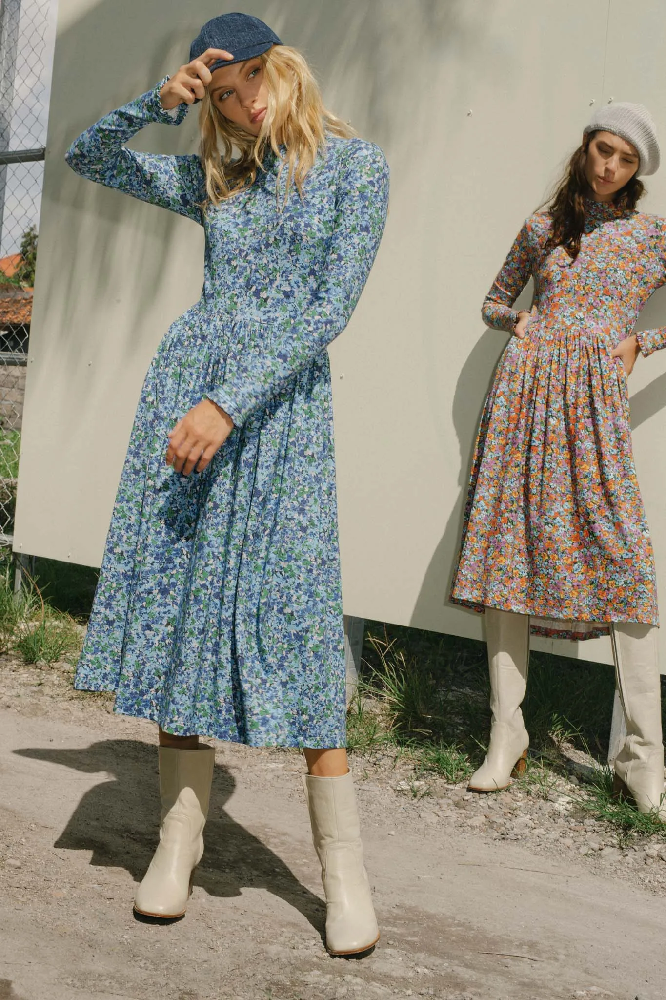 THE TMAPLA MIDI DRESS - FLORAL EXPLOSION BLUE